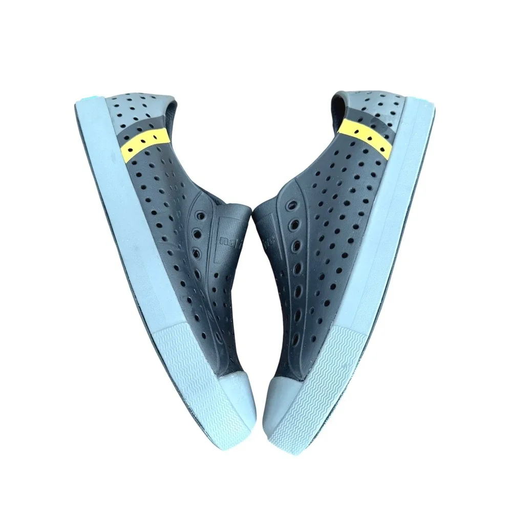 Native Jefferson Grey Black Yellow Stripe Slip On Sneakers‎ Mens 6 Women 8